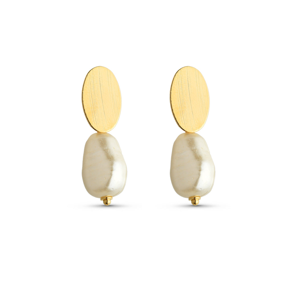 Brinco Pérola Barroca Banhado a Ouro 18k