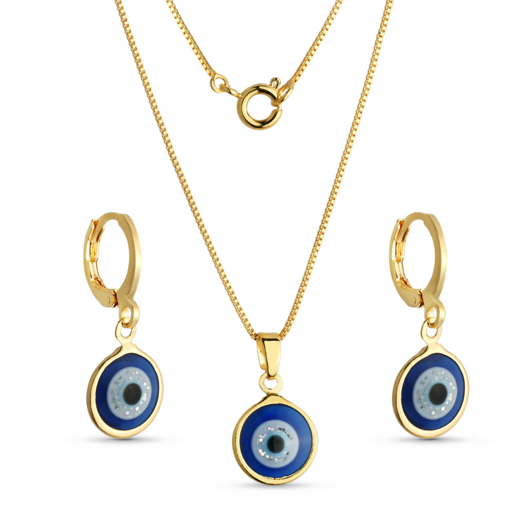 Conjunto Olho Grego Banhado a Ouro 18k