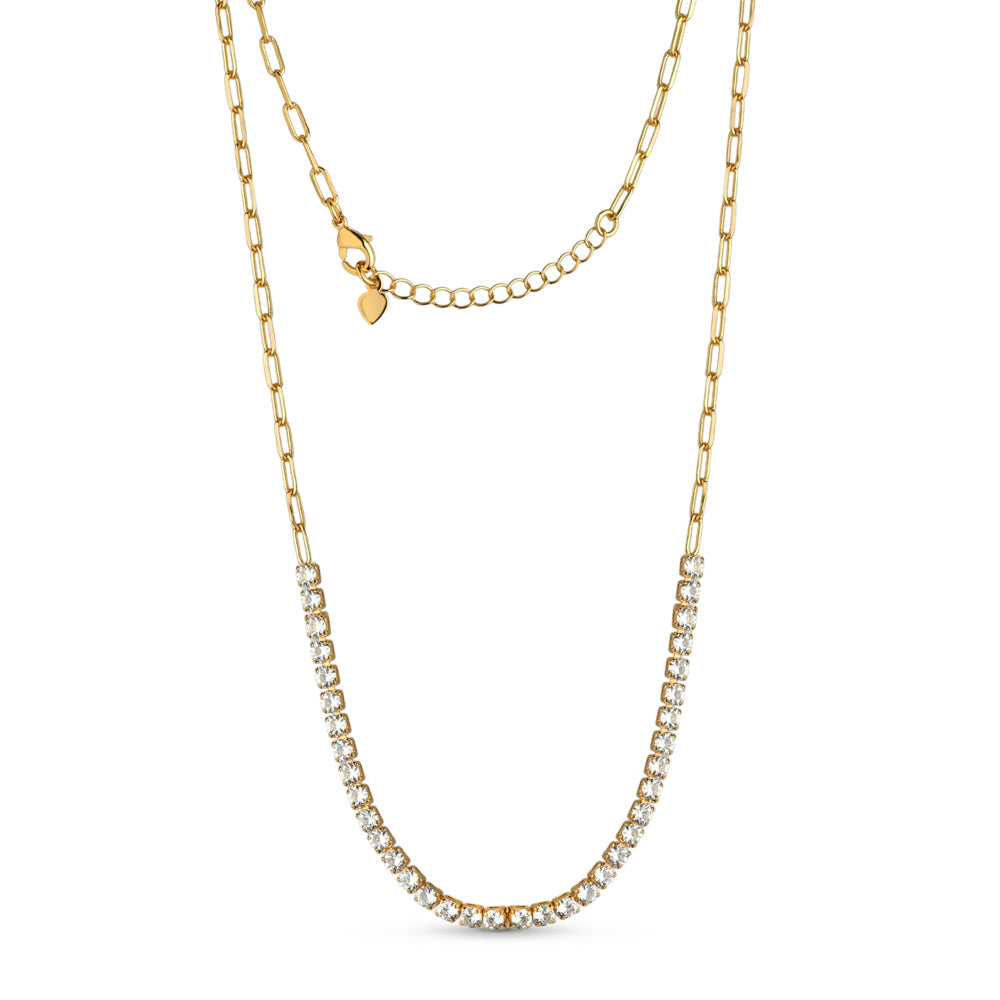Choker Elos com Zircônias Cristal Banhado a Ouro 18k ou Prata