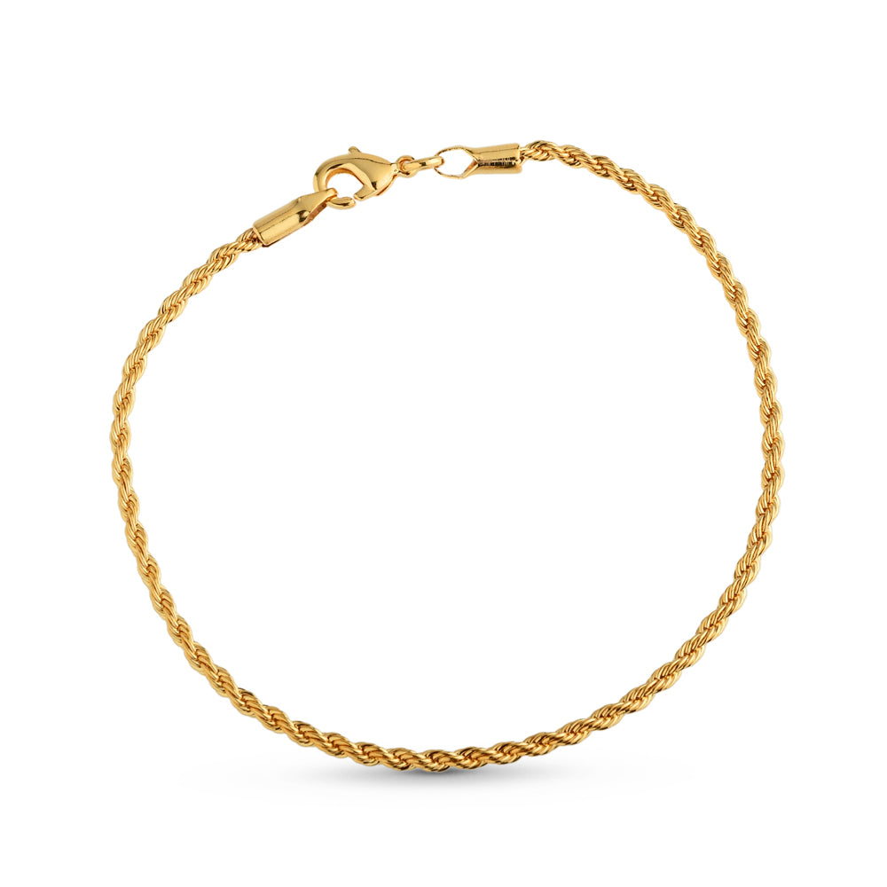Pulseira Cordão Baiano 2mm Banhado a Ouro 18k