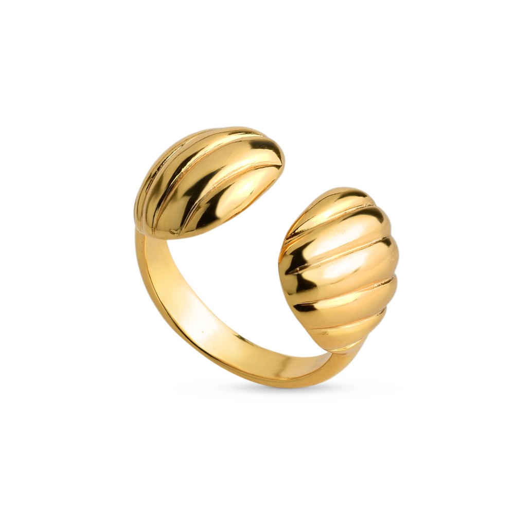 Anel Ajustável Croissant Banhado a Ouro 18k