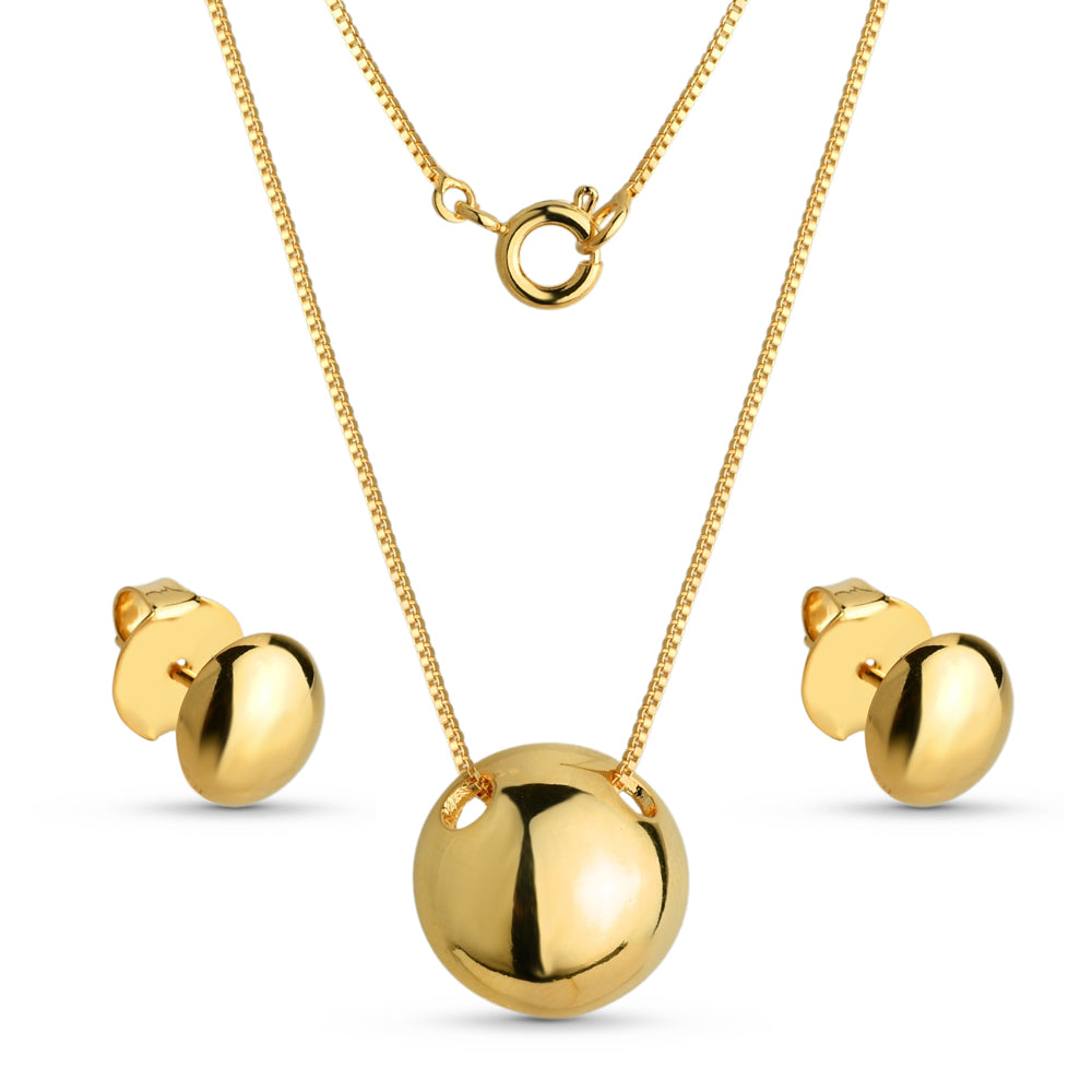 Conjunto Redondo Liso Banhado a Ouro 18k