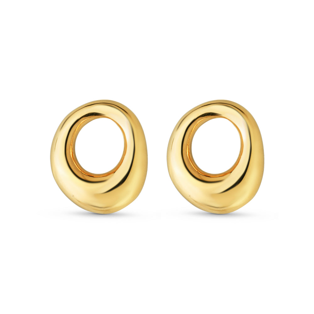 Brinco Argola Cilíndrico Liso Banhado a Ouro 18k