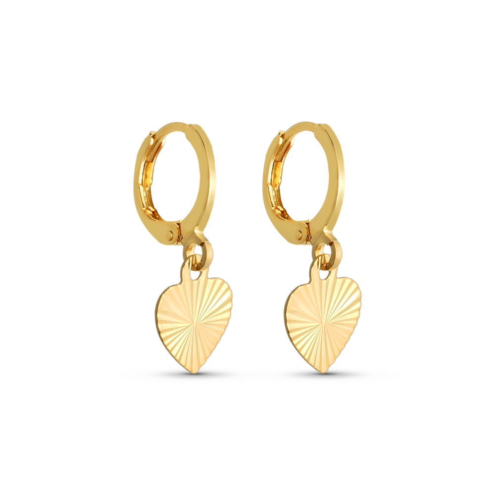 Brinco Argola com Coração Trabalhado Banhado a Ouro 18k