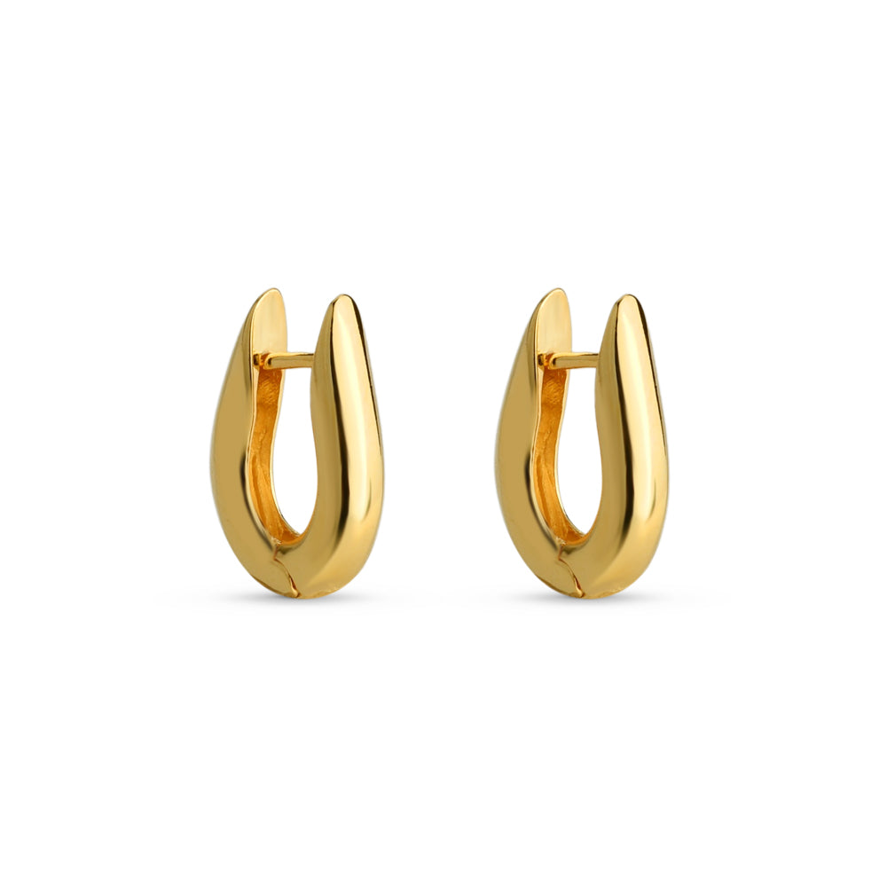 Brinco Argola Oval Lisa Clássica P Banhado a Ouro 18k
