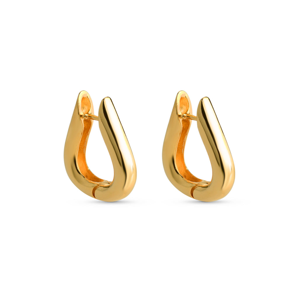 Brinco Oval Click Liso M Banhado a Ouro 18k