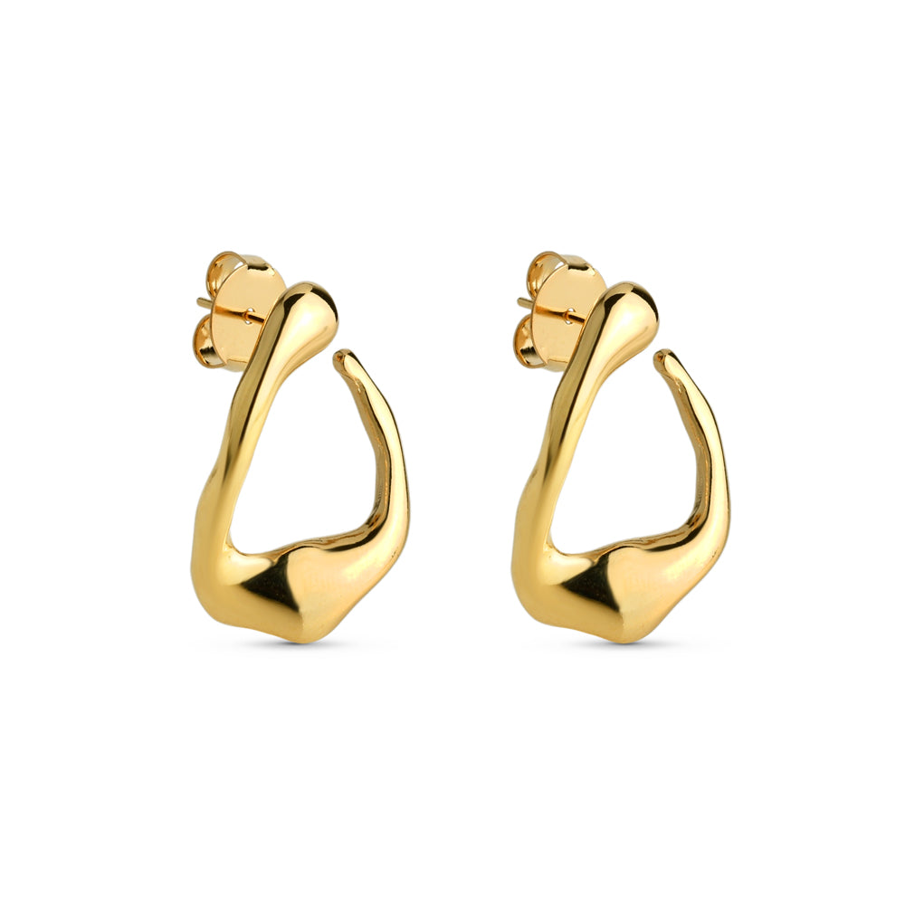 Brinco Argola Orgânica Banhado a Ouro 18k