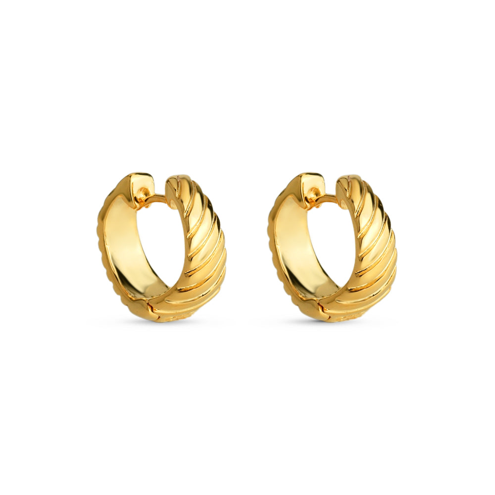Brinco Ondulado Redondo Banhado a Ouro 18k