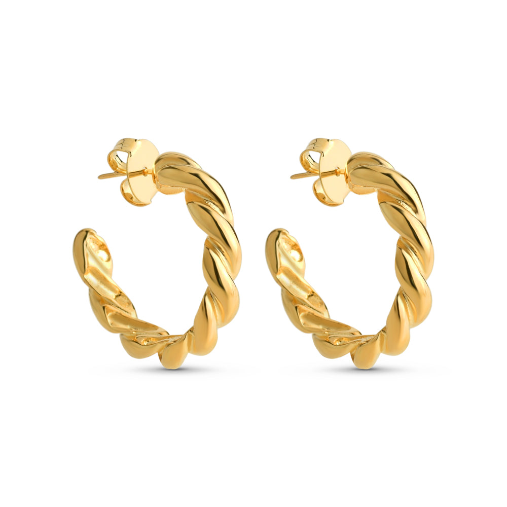 Brinco Torcido Liso Banhado a Ouro 18k