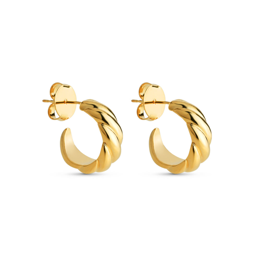 Brinco Argola Croissant 17mm Banhado a Ouro 18k