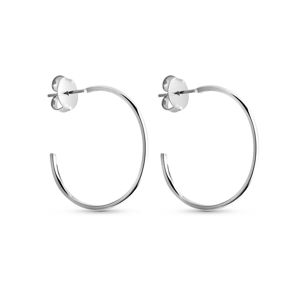 Brinco Argola 30mm Fio 2mm Banhado a Prata